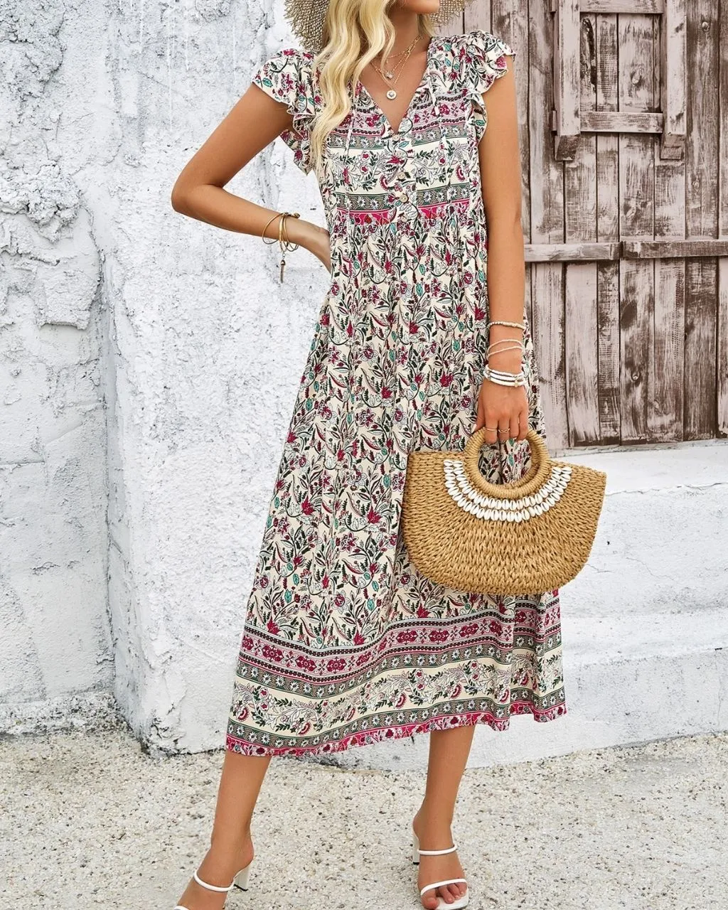 Emily V-Neck Floral Print Dress - SOLD OUT