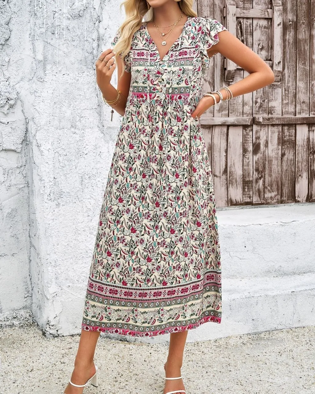 Emily V-Neck Floral Print Dress - SOLD OUT