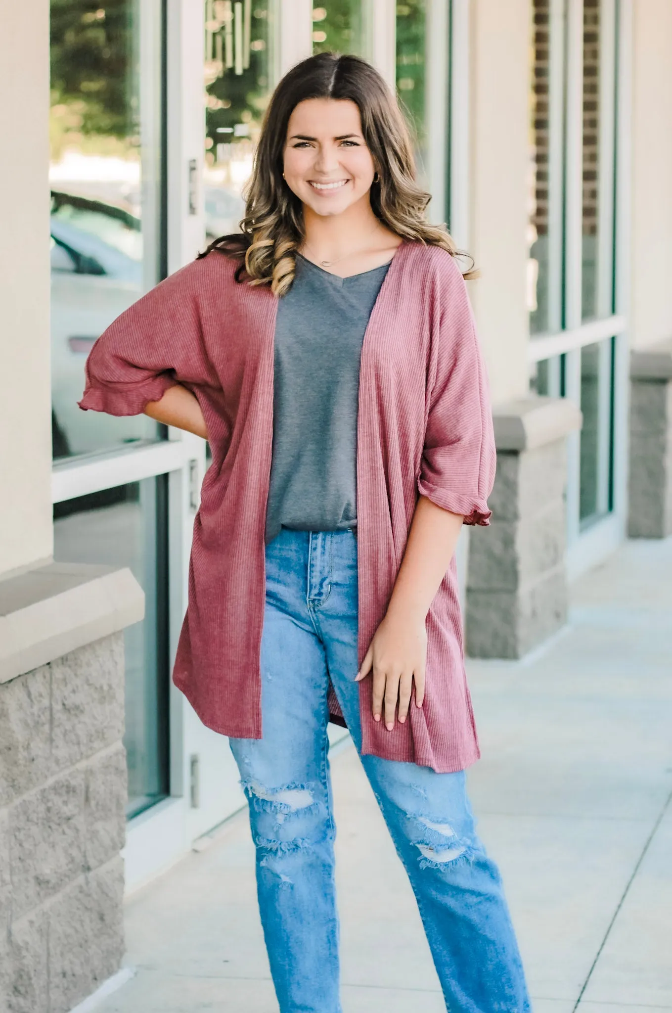 Everyday Cardigan in Dark Mauve
