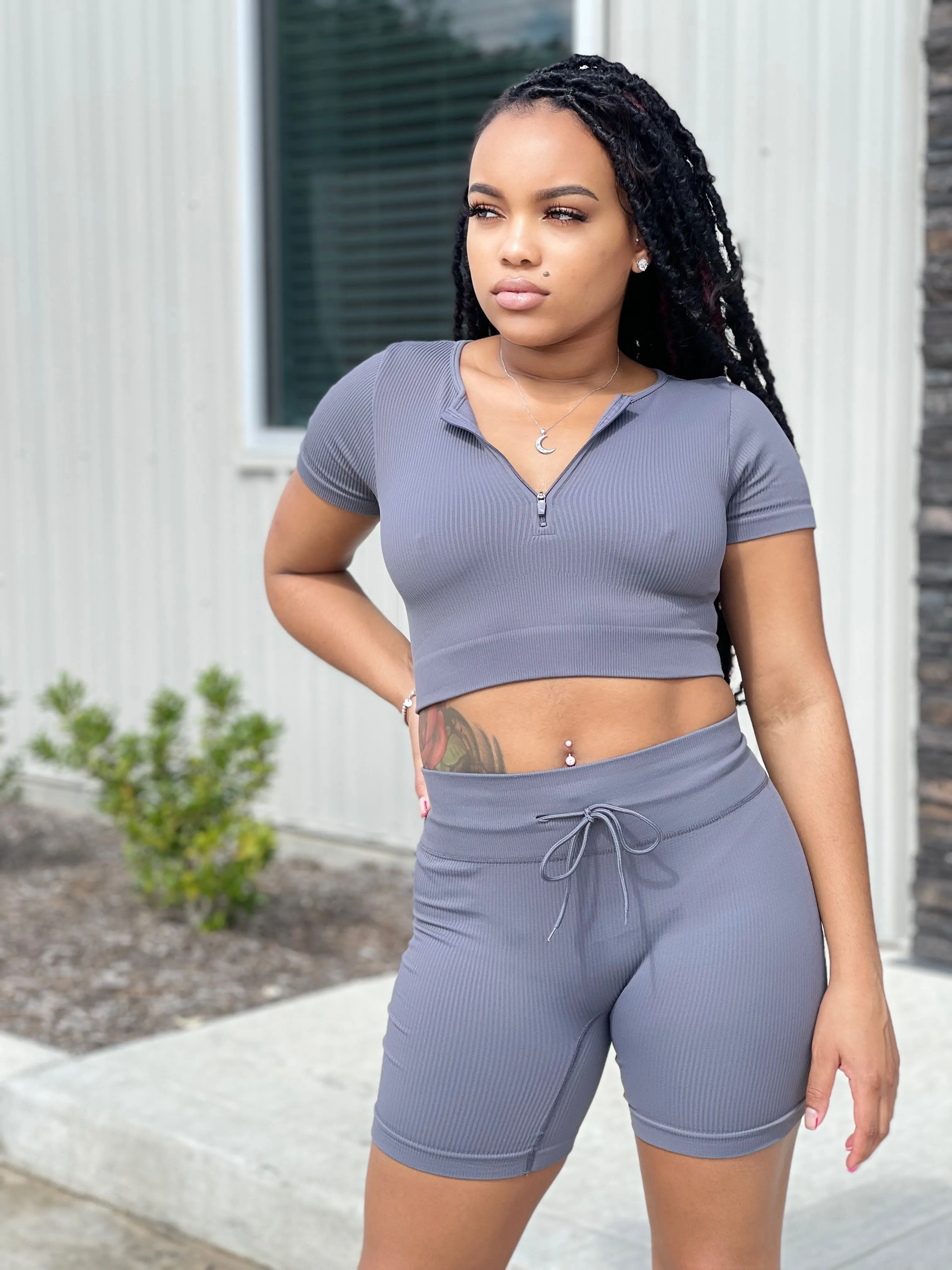 Exclusive Short Sets- Smokey Gray
