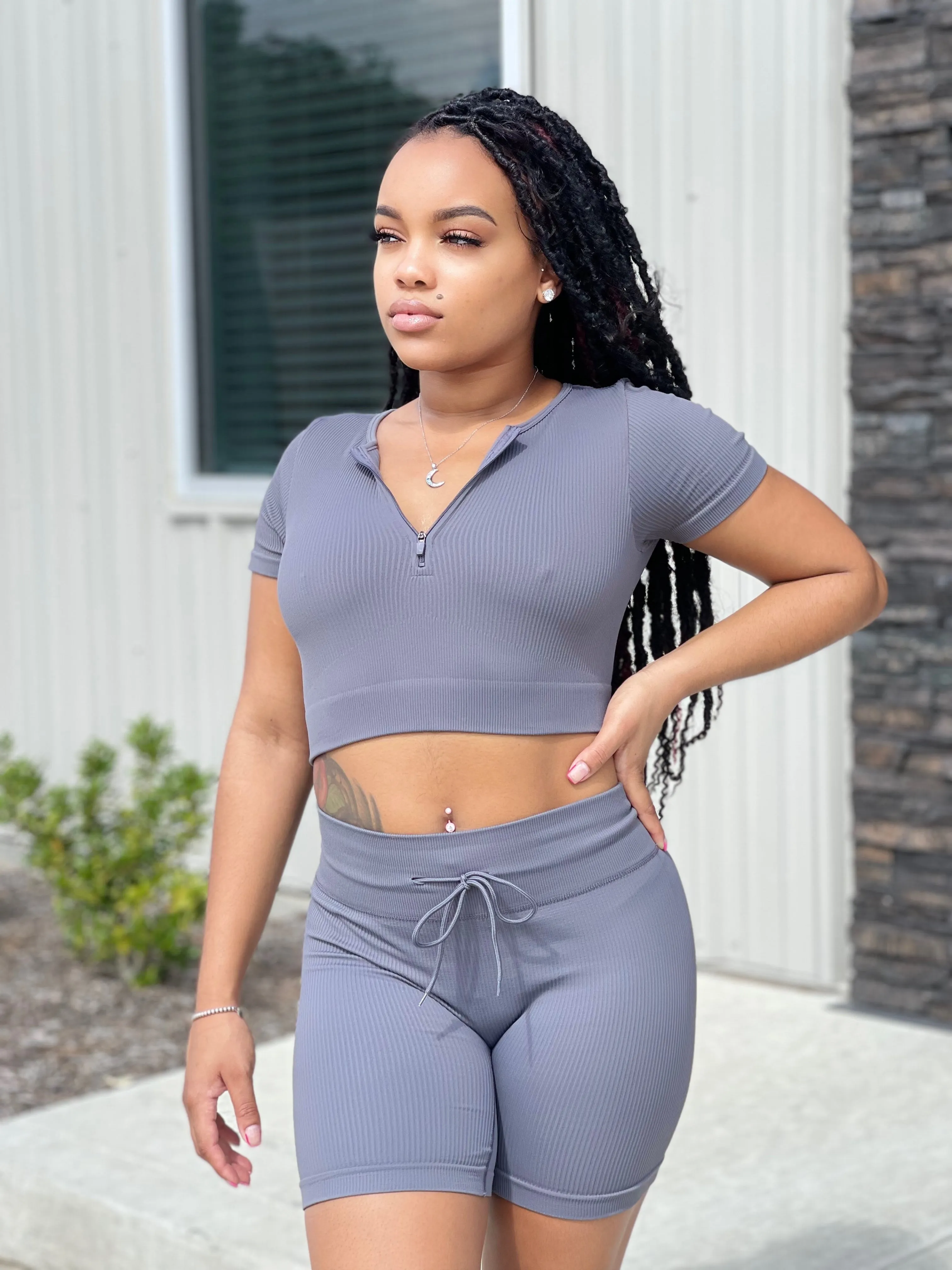 Exclusive Short Sets- Smokey Gray