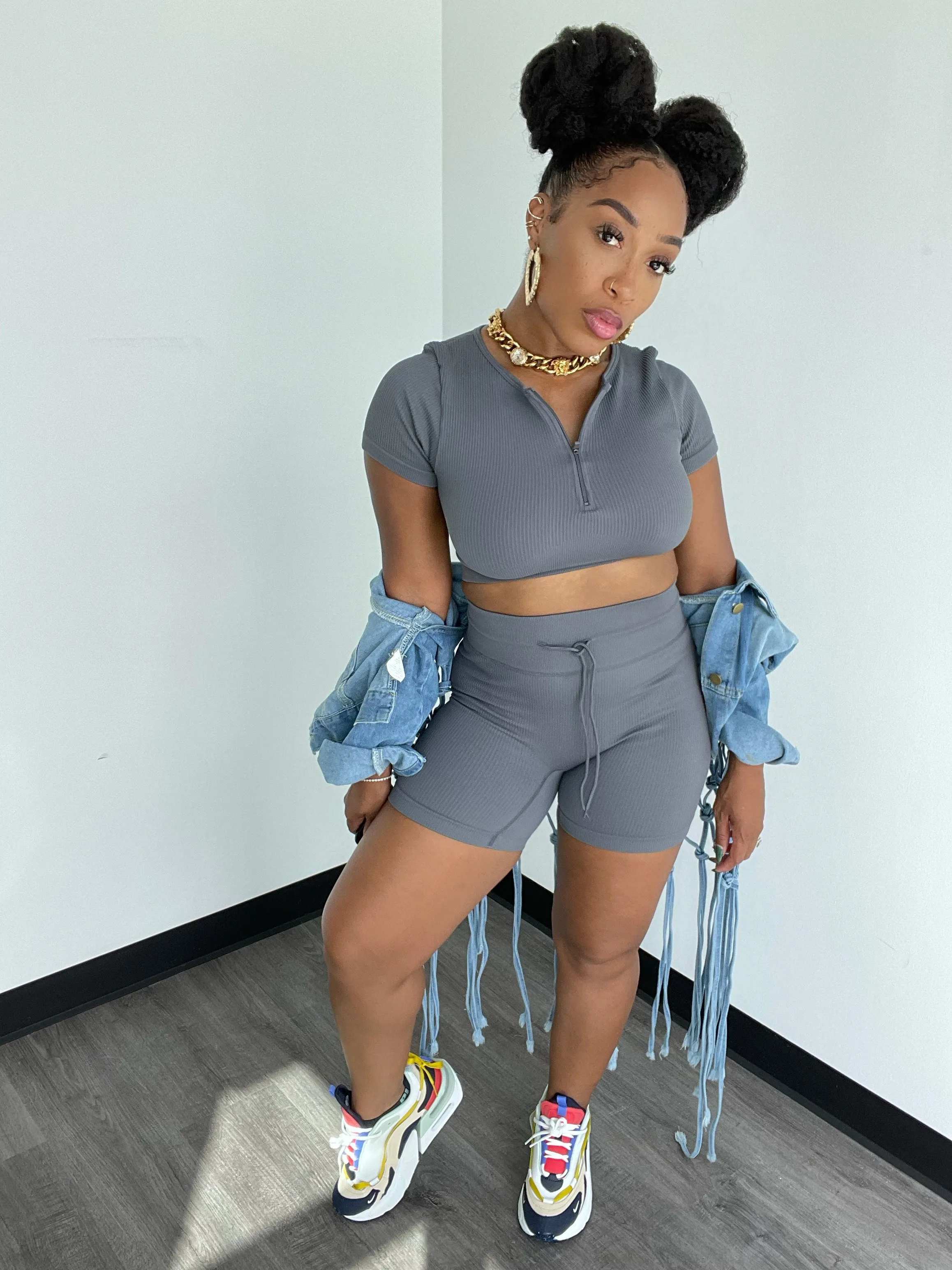 Exclusive Short Sets- Smokey Gray
