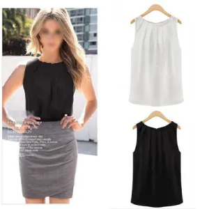 Fashion Simple fashion women sleeveless casual tank shirt blouse vest