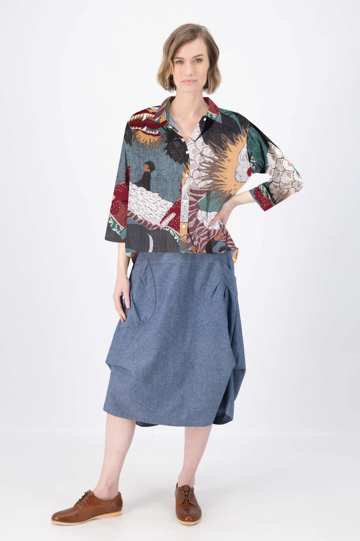 Festival Shirt Green in Cotton Voile