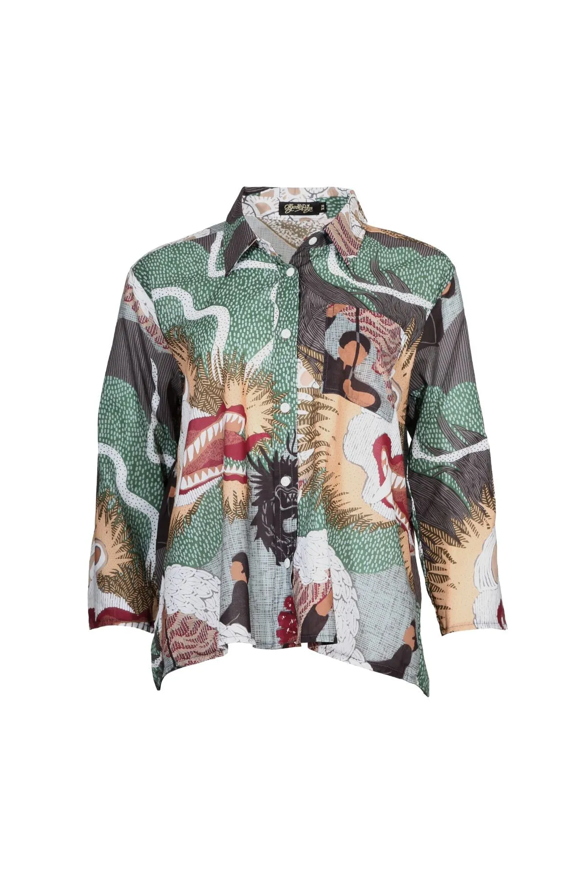 Festival Shirt Green in Cotton Voile