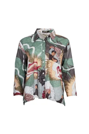 Festival Shirt Green in Cotton Voile