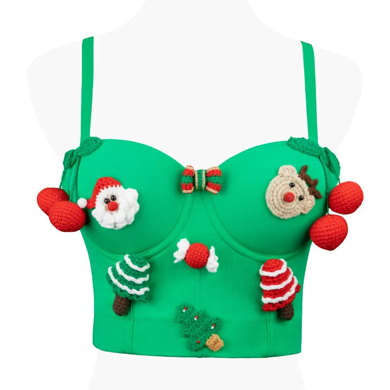 Festive Chic Christmas Fishbone Design Tank Top for Holiday Fun