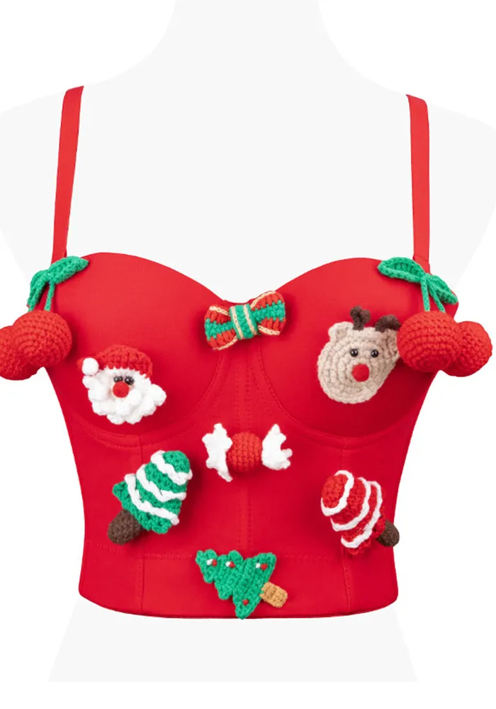 Festive Chic Christmas Fishbone Design Tank Top for Holiday Fun