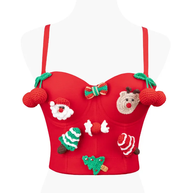 Festive Chic Christmas Fishbone Design Tank Top for Holiday Fun