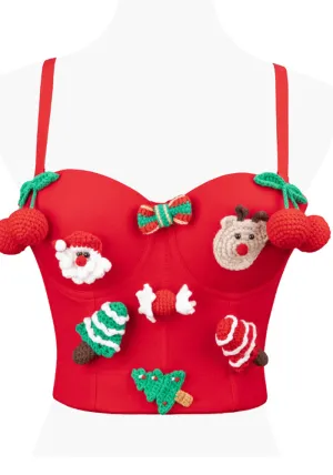 Festive Chic Christmas Fishbone Design Tank Top for Holiday Fun