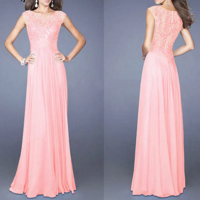 Floor Length Summer Party Dresses Women Maxi Long Lace Hollow Out Chiffon Dress sexy Sleeveless vestidos robe longue femme