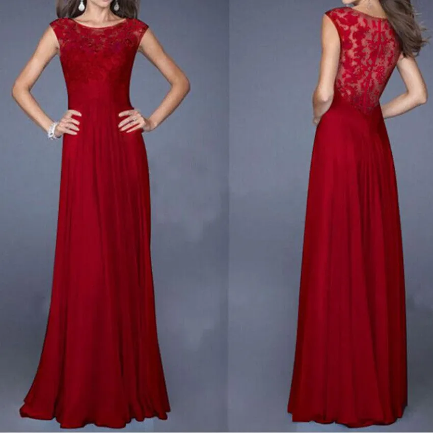 Floor Length Summer Party Dresses Women Maxi Long Lace Hollow Out Chiffon Dress sexy Sleeveless vestidos robe longue femme