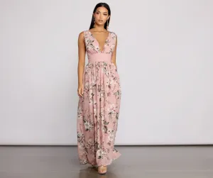 Floral Beauty Sleeveless Charming Chiffon Maxi Dress