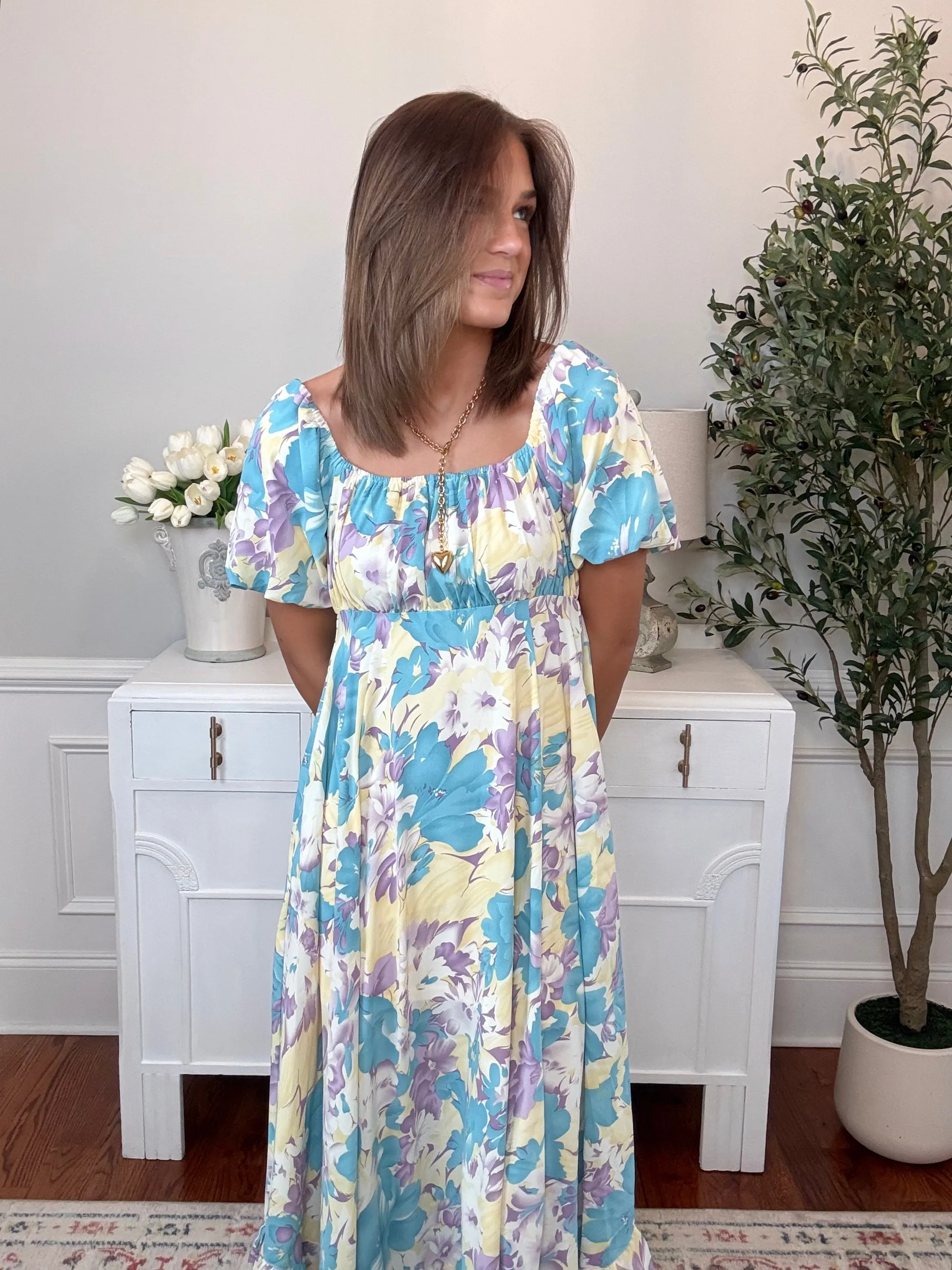 Floral Breeze Ruffle Midi