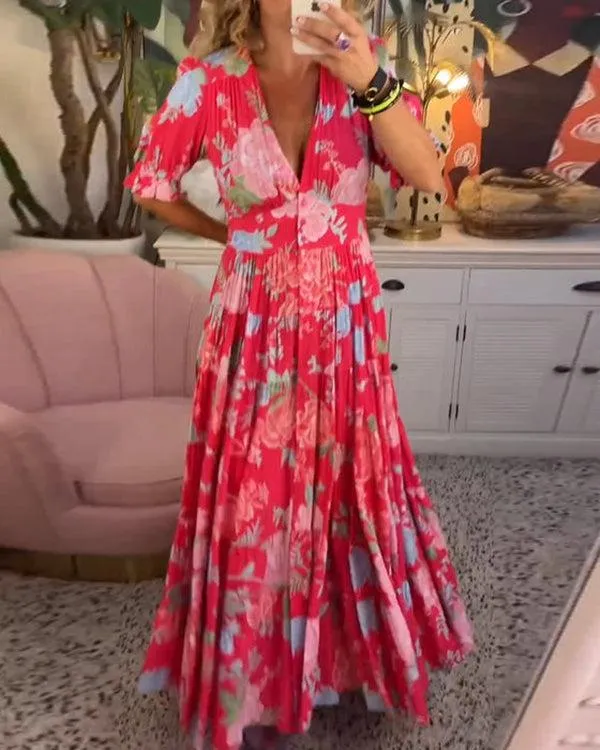 FLORIANA™ - Vibrant Floral Dress