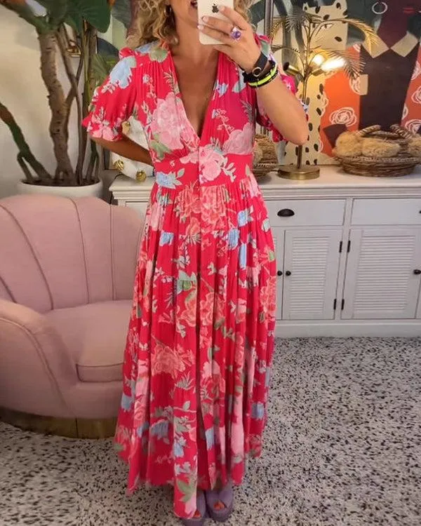 FLORIANA™ - Vibrant Floral Dress