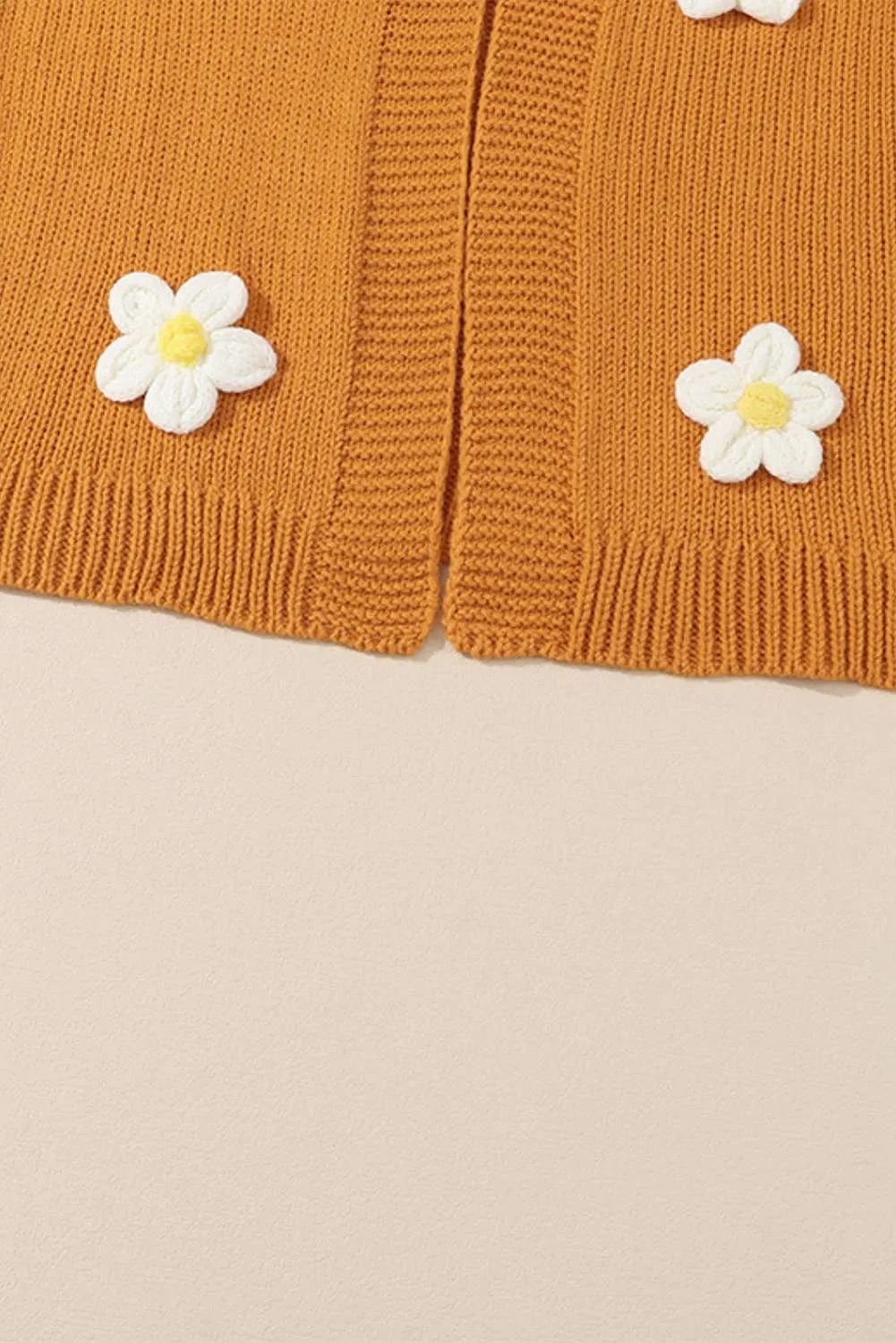 Flower Applique Bubble Sleeve Cardigan