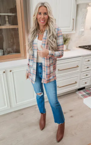 Forever Favorite Plaid Cardigan in Orange Blue Cream #4 | Salty Wave *DEAL-FINAL SALE