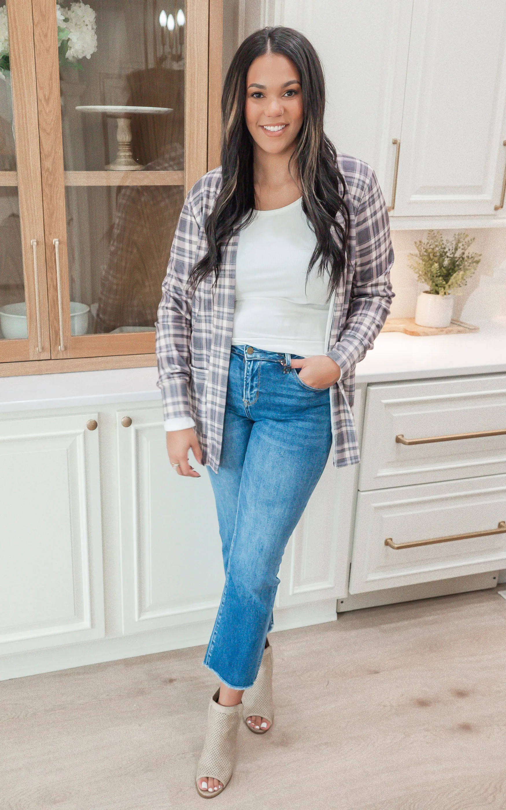Forever Favorite Plaid Cardigan in Taupe Grey #6 | Salty Wave *DEAL-FINAL SALE
