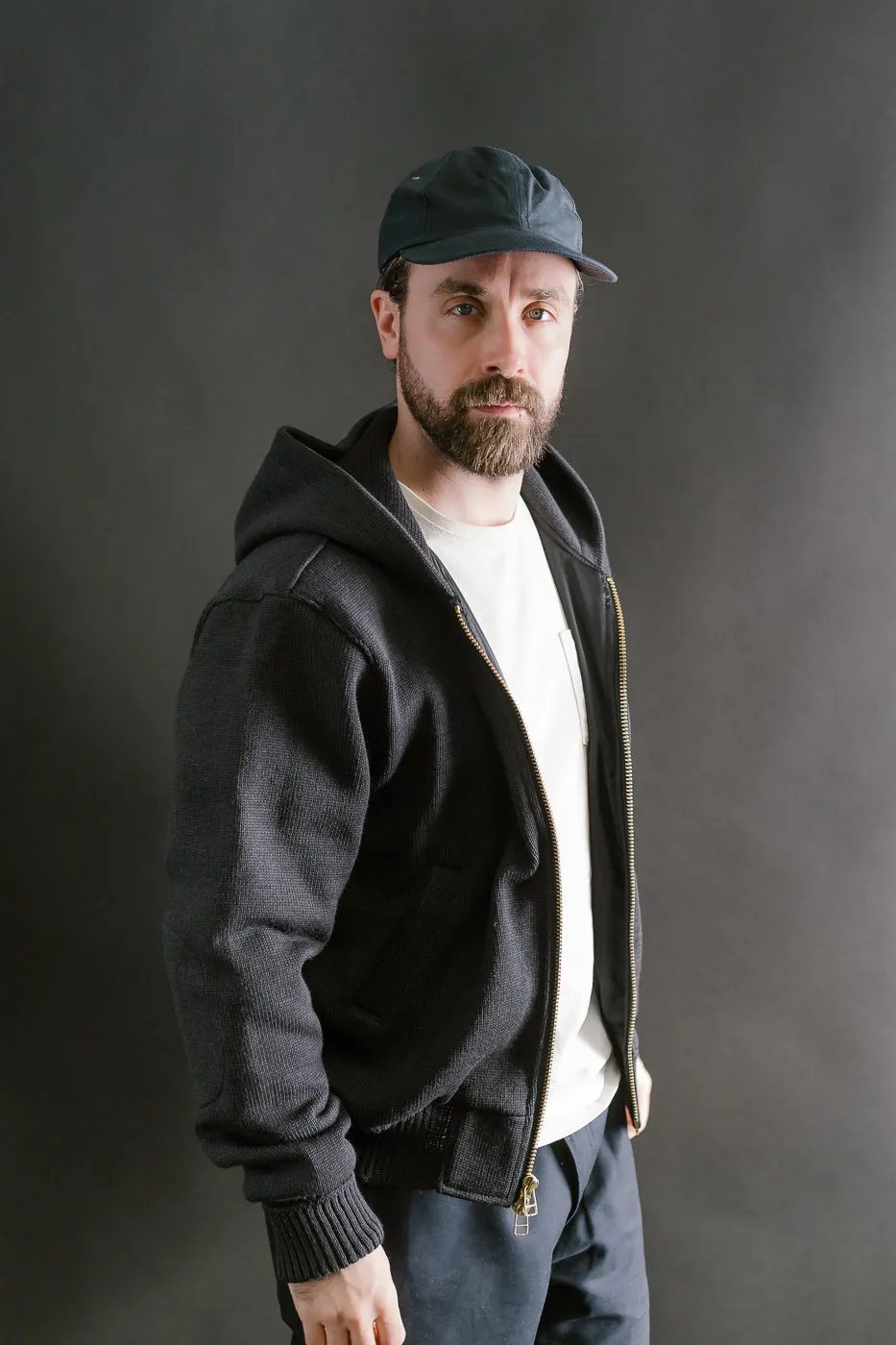 Full Zip Moto Hoodie - Dark Charcoal