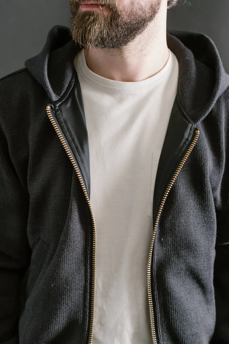 Full Zip Moto Hoodie - Dark Charcoal