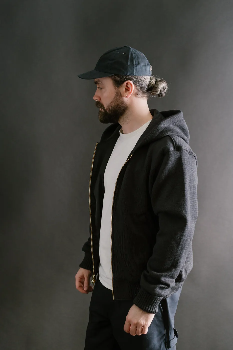 Full Zip Moto Hoodie - Dark Charcoal