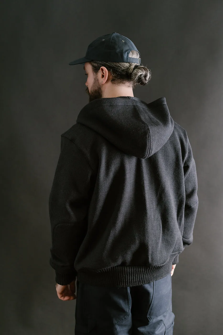 Full Zip Moto Hoodie - Dark Charcoal