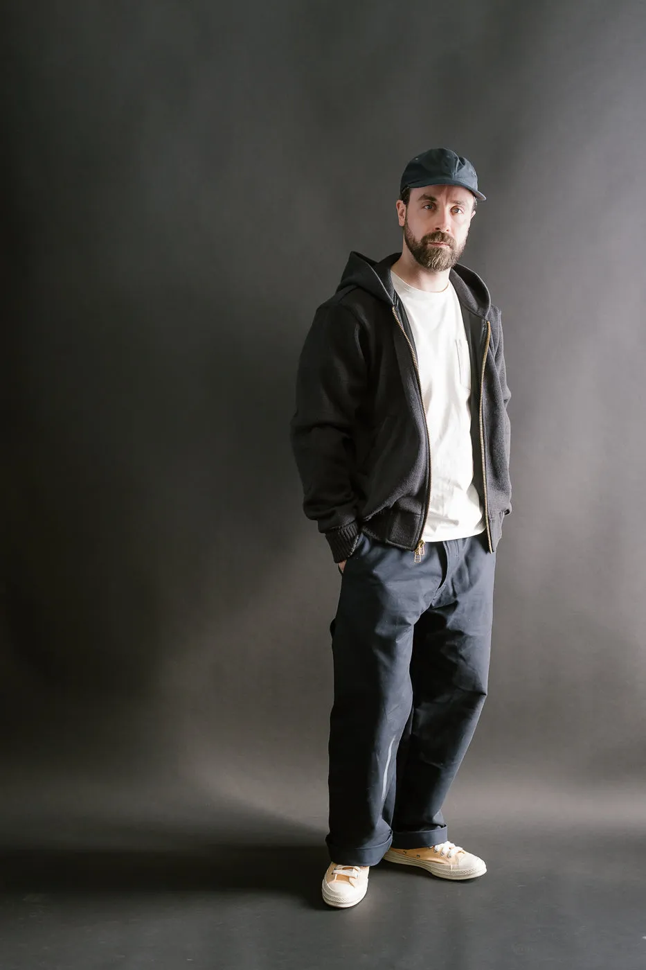 Full Zip Moto Hoodie - Dark Charcoal