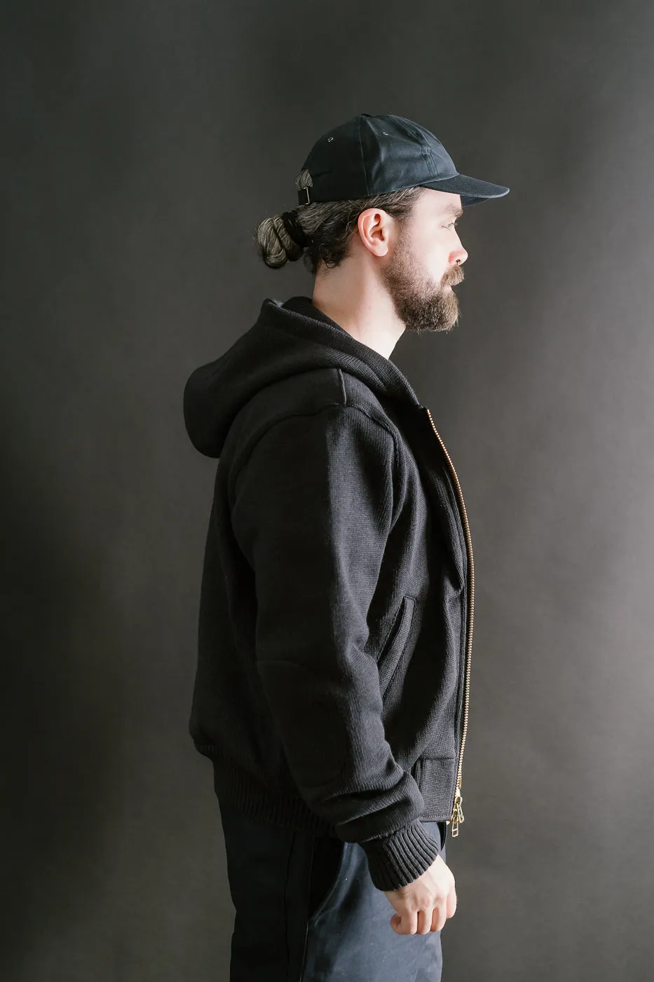 Full Zip Moto Hoodie - Dark Charcoal