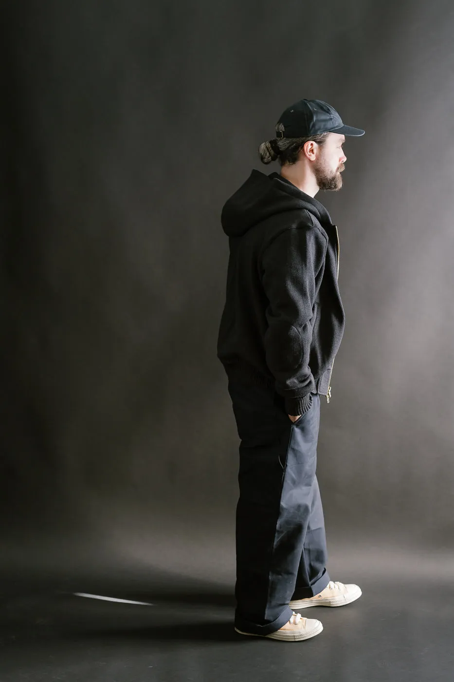 Full Zip Moto Hoodie - Dark Charcoal