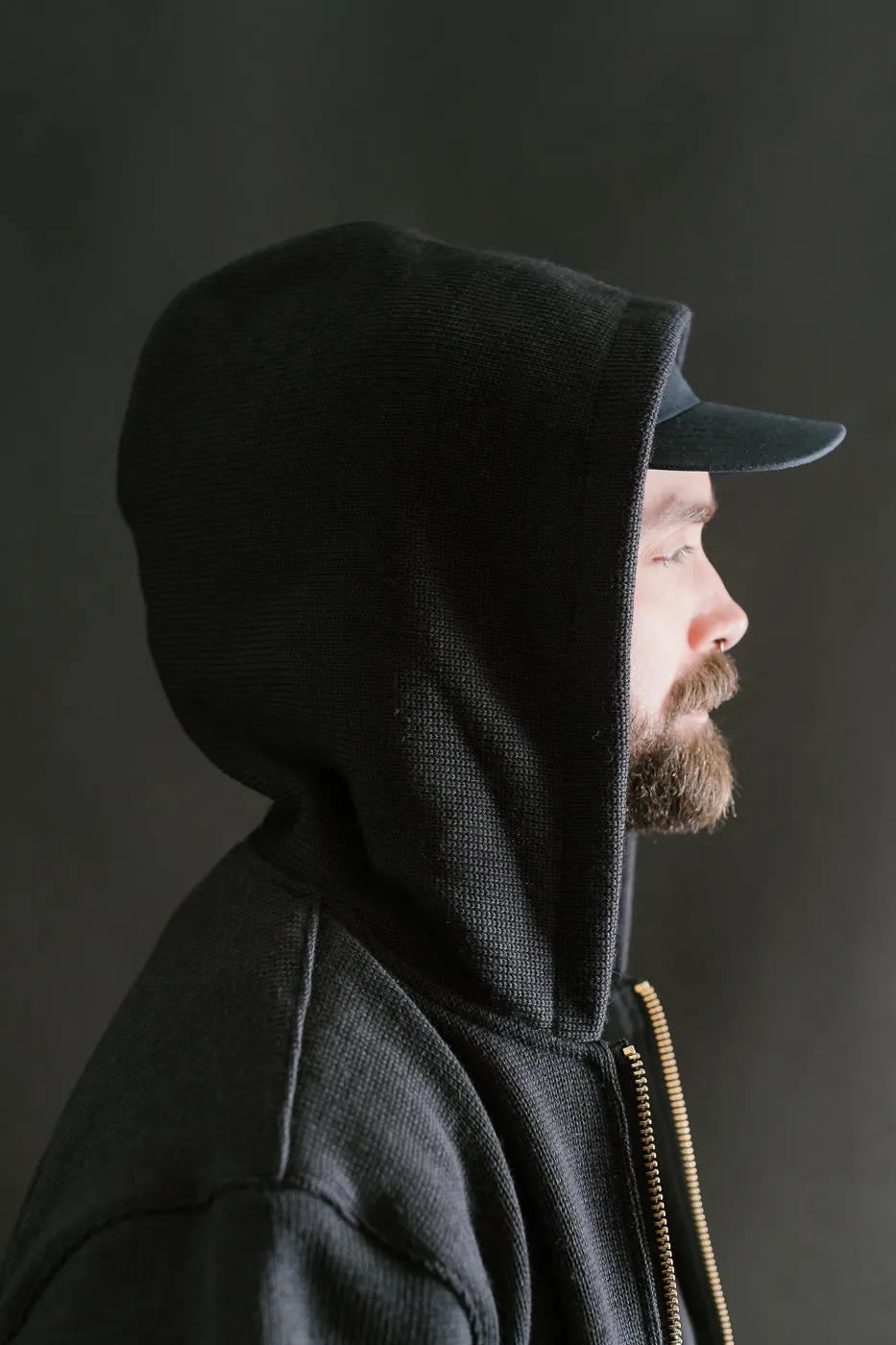 Full Zip Moto Hoodie - Dark Charcoal