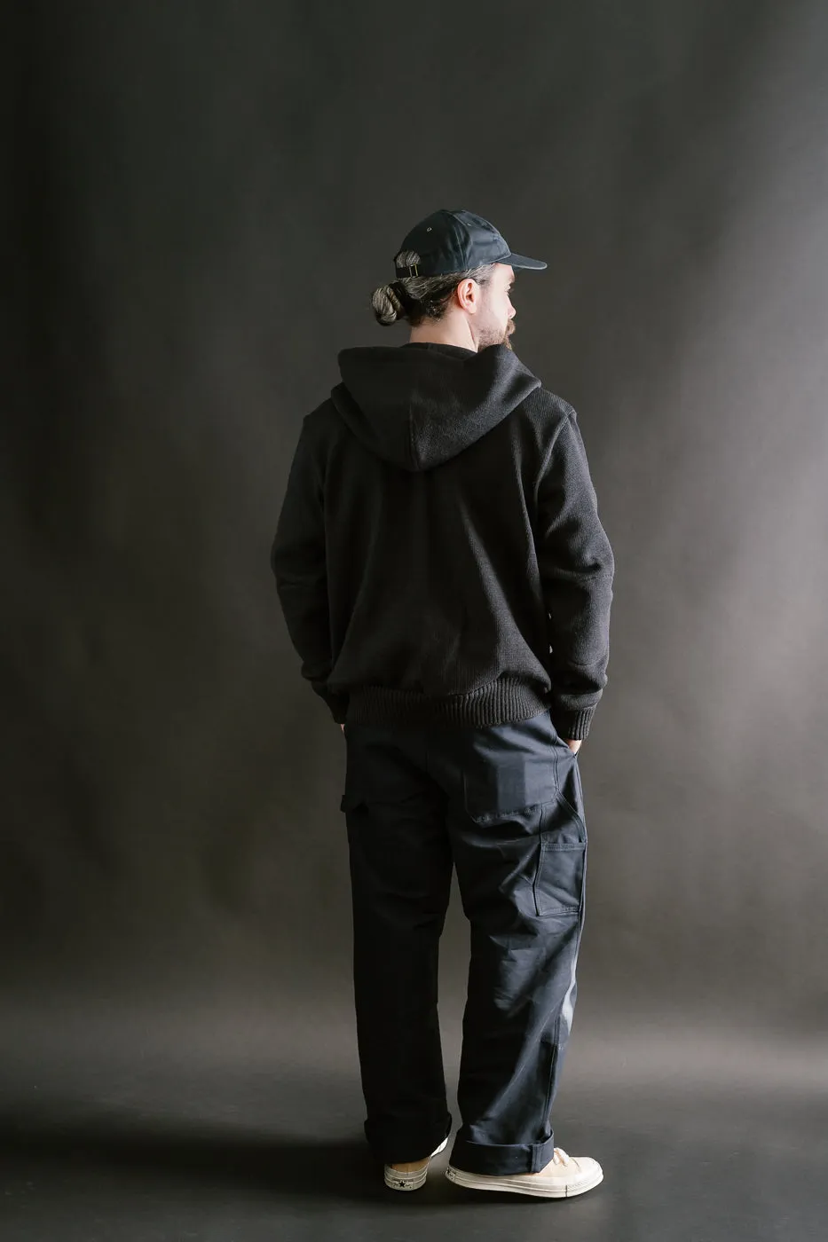 Full Zip Moto Hoodie - Dark Charcoal