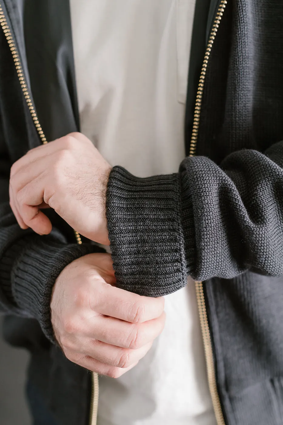 Full Zip Moto Hoodie - Dark Charcoal