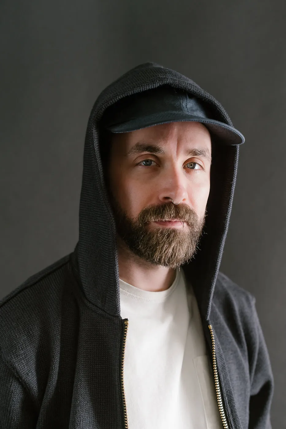 Full Zip Moto Hoodie - Dark Charcoal