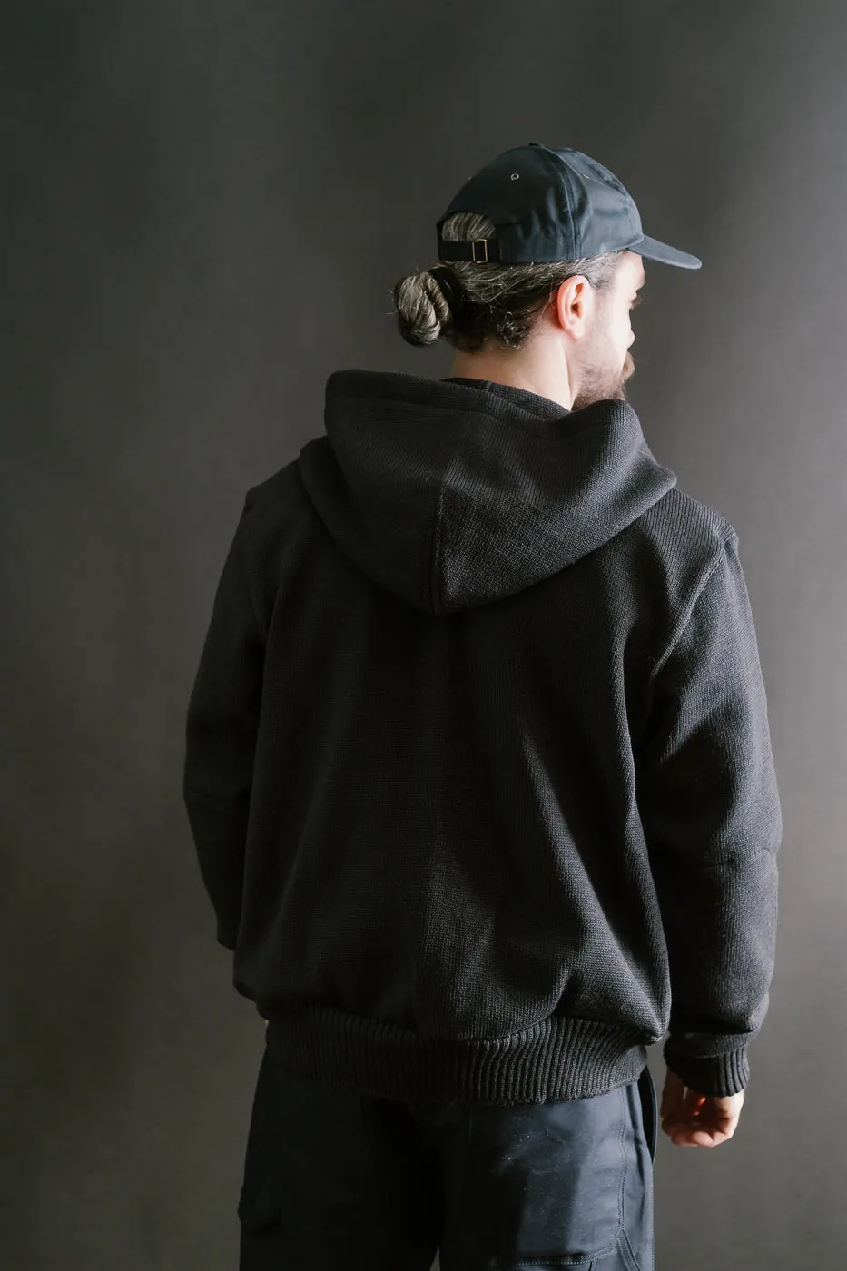 Full Zip Moto Hoodie - Dark Charcoal