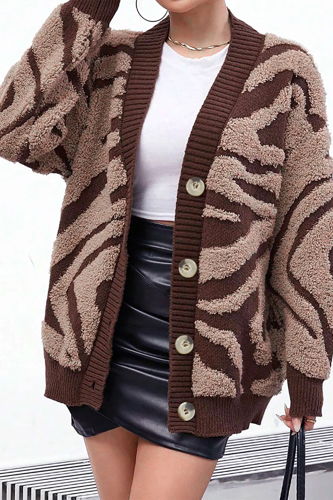 Georgia - Eye-Catching Striped Woman's Sweater Cardigan
