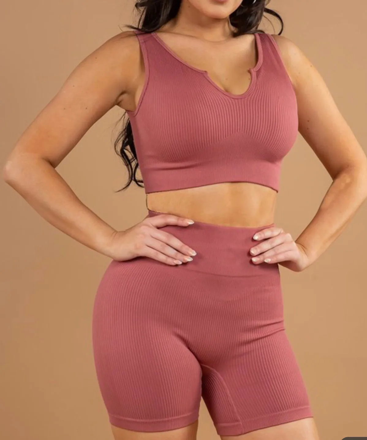 Gianna Biker Set(Dark Mauve)