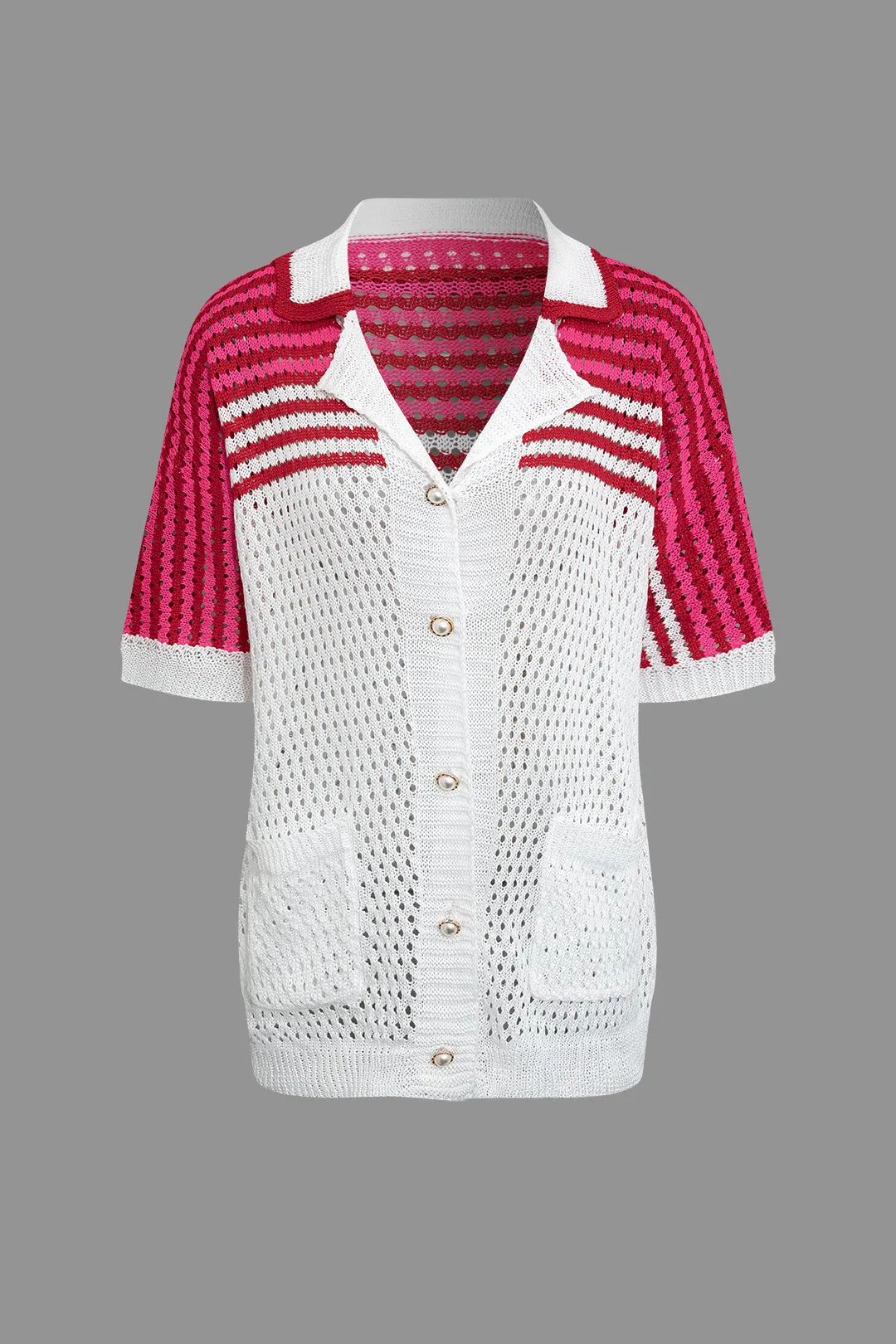 Ginger - Casual Striped Charm Woman's Cardigan and Shorts Set
