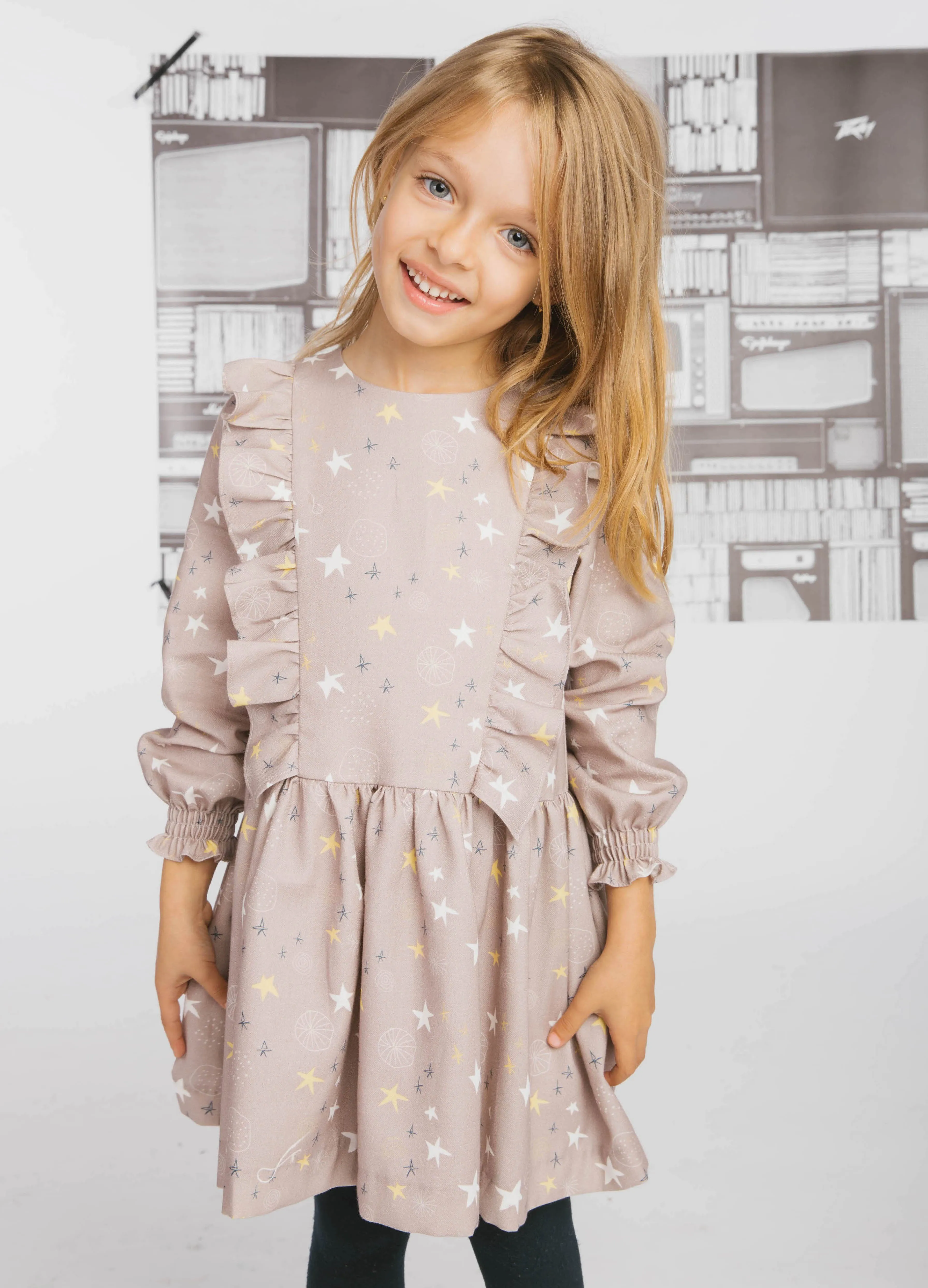 Girls Light Brown Cotton Dress