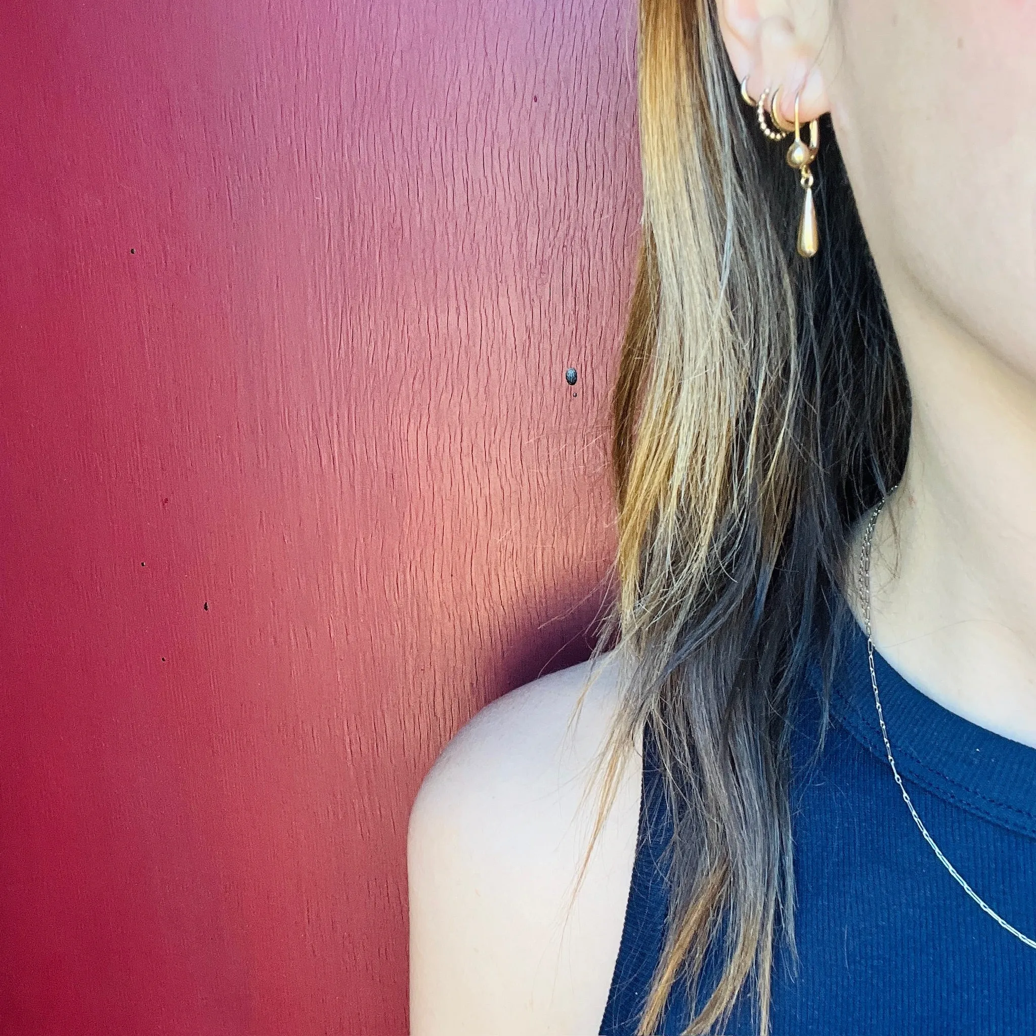 Glossy 14k Gold Italian Pendulum Earrings