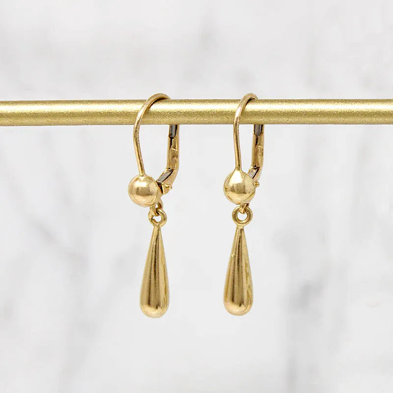Glossy 14k Gold Italian Pendulum Earrings