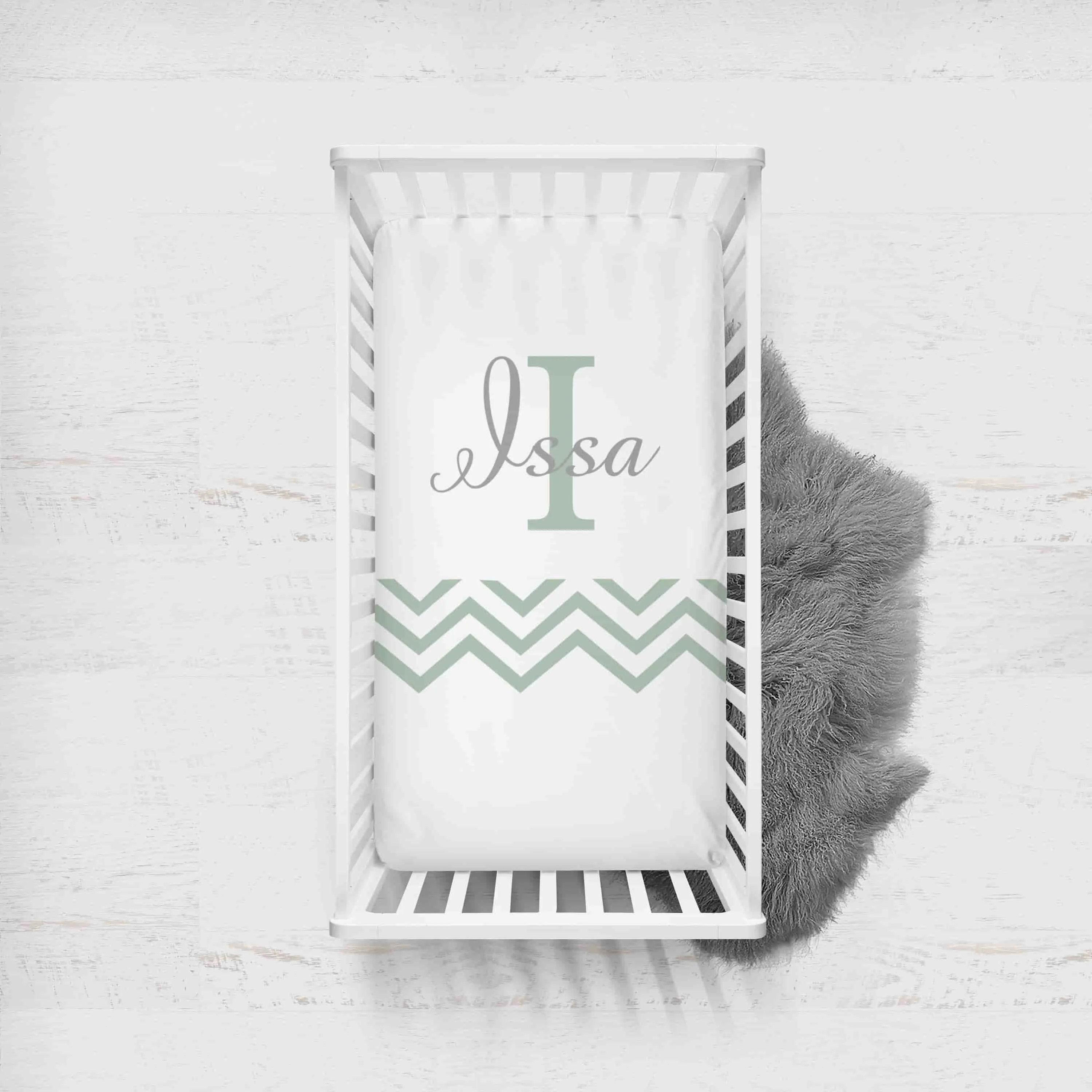 Green Personalised Cot Set