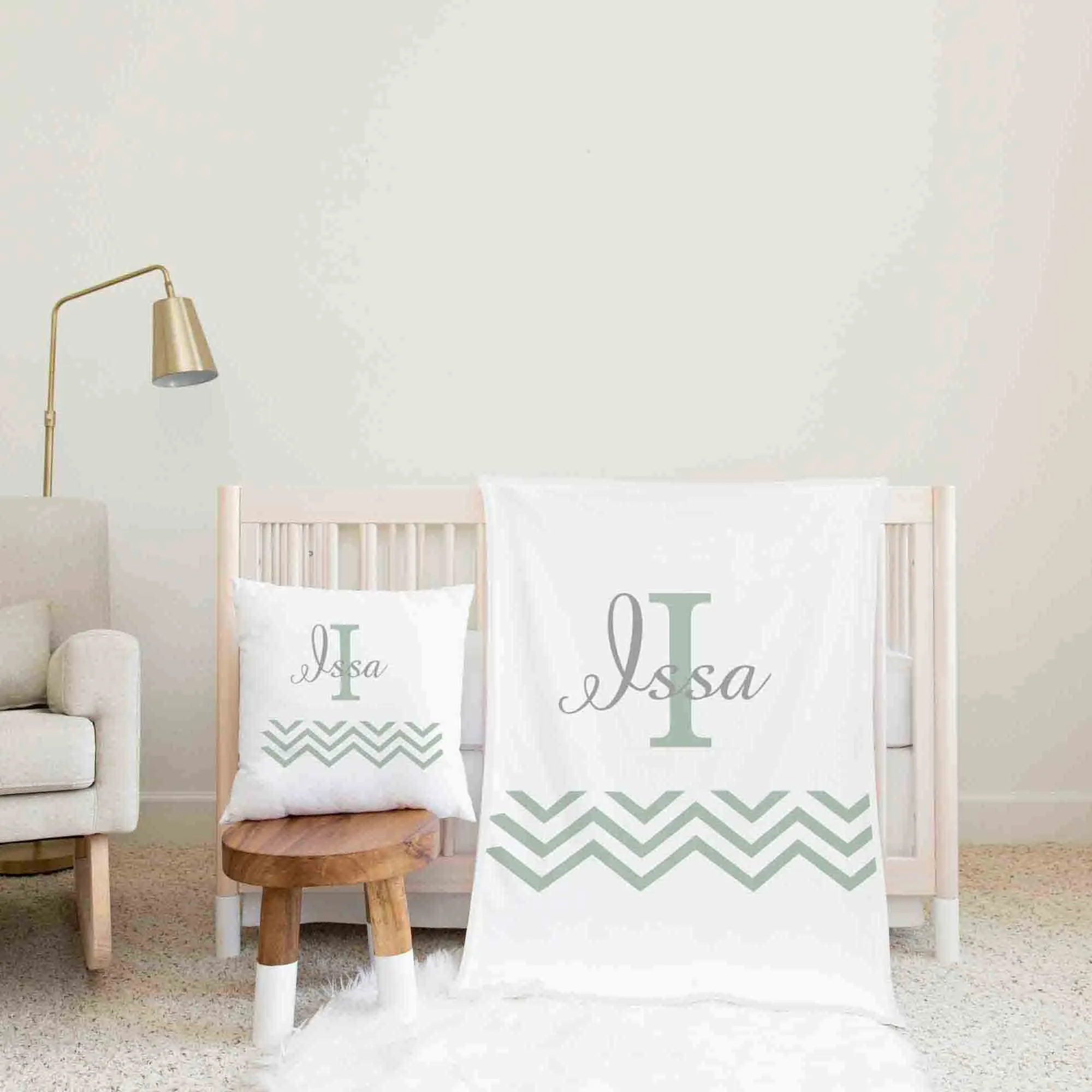 Green Personalised Cot Set