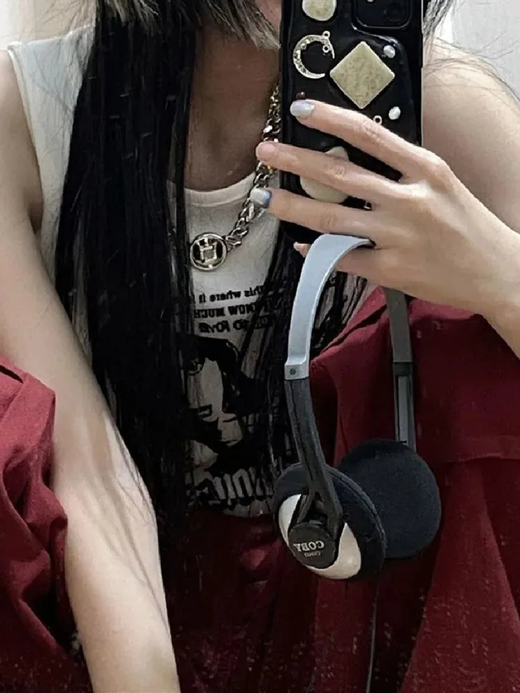 Grunge Print Sleeveless Tank Top for Women