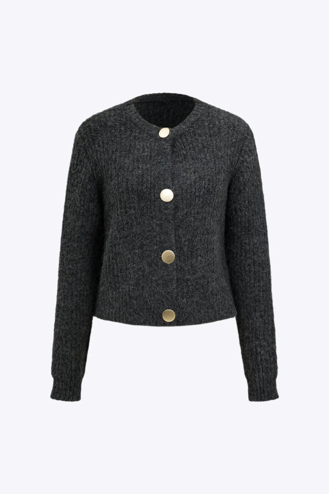 Gwendolyn - Cozy Solid Buttoned Woman's Sweater Cardigan