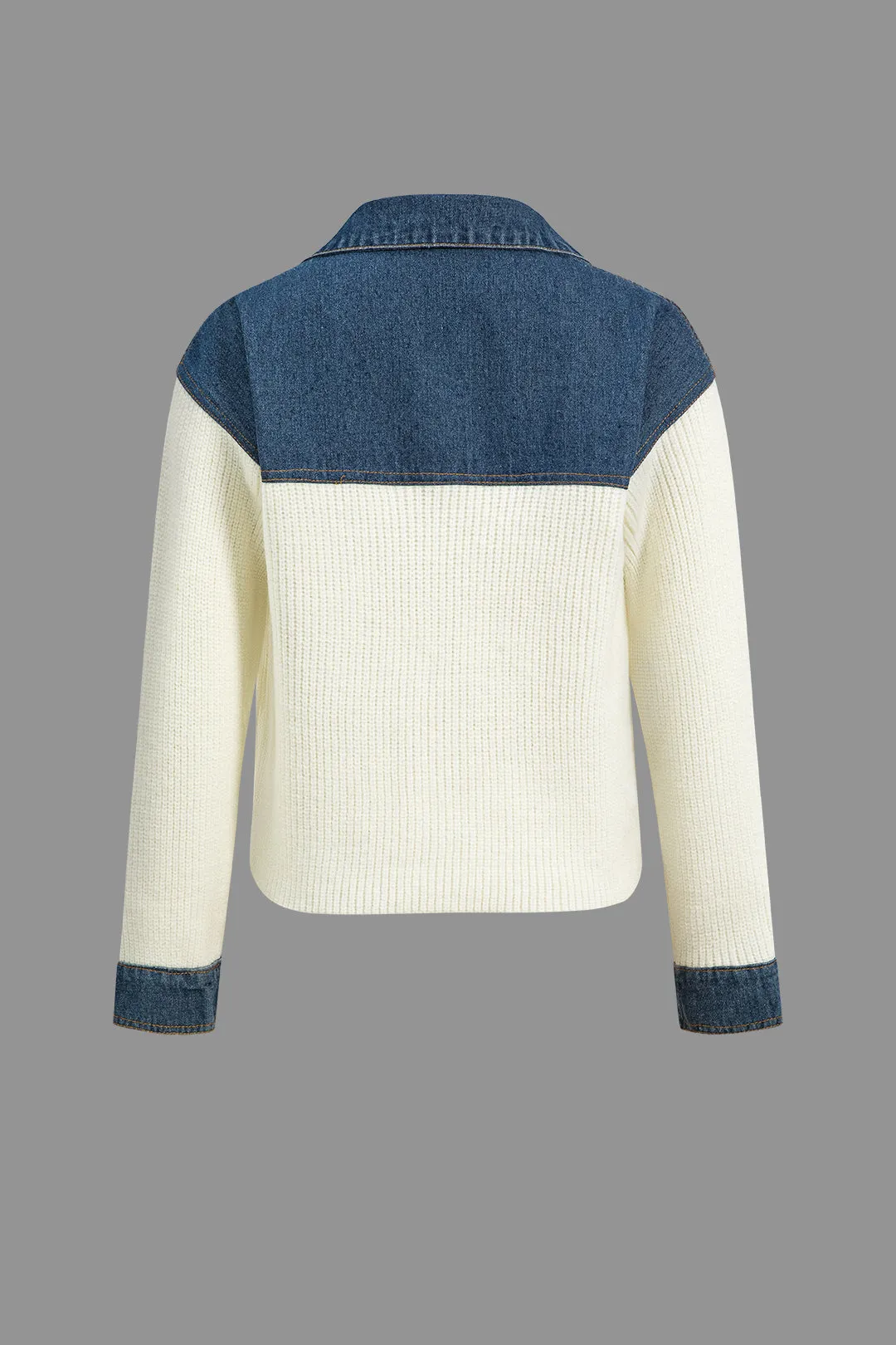 Harmony - Cozy Knit Denim Patchwork Woman's Cardigan