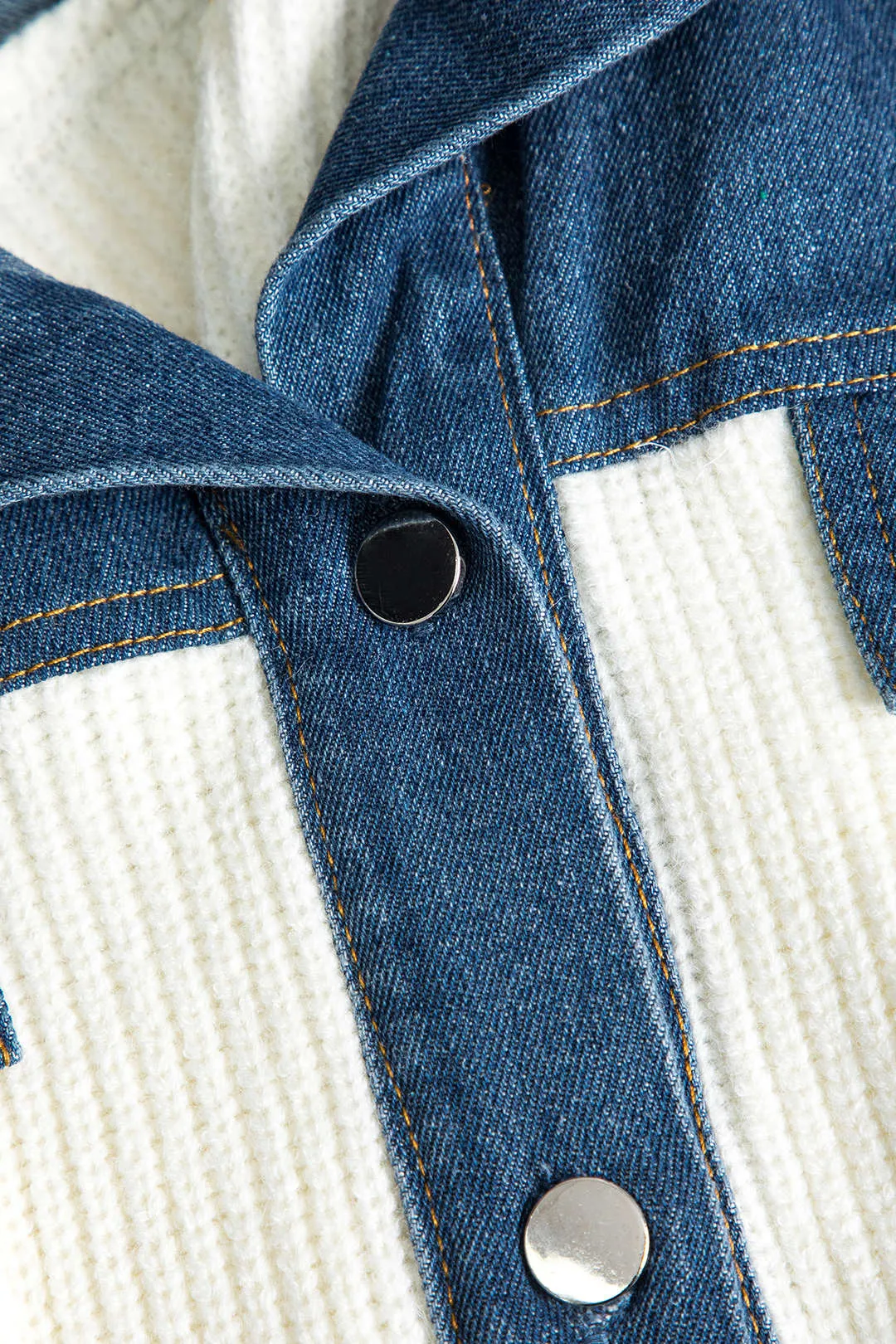 Harmony - Cozy Knit Denim Patchwork Woman's Cardigan