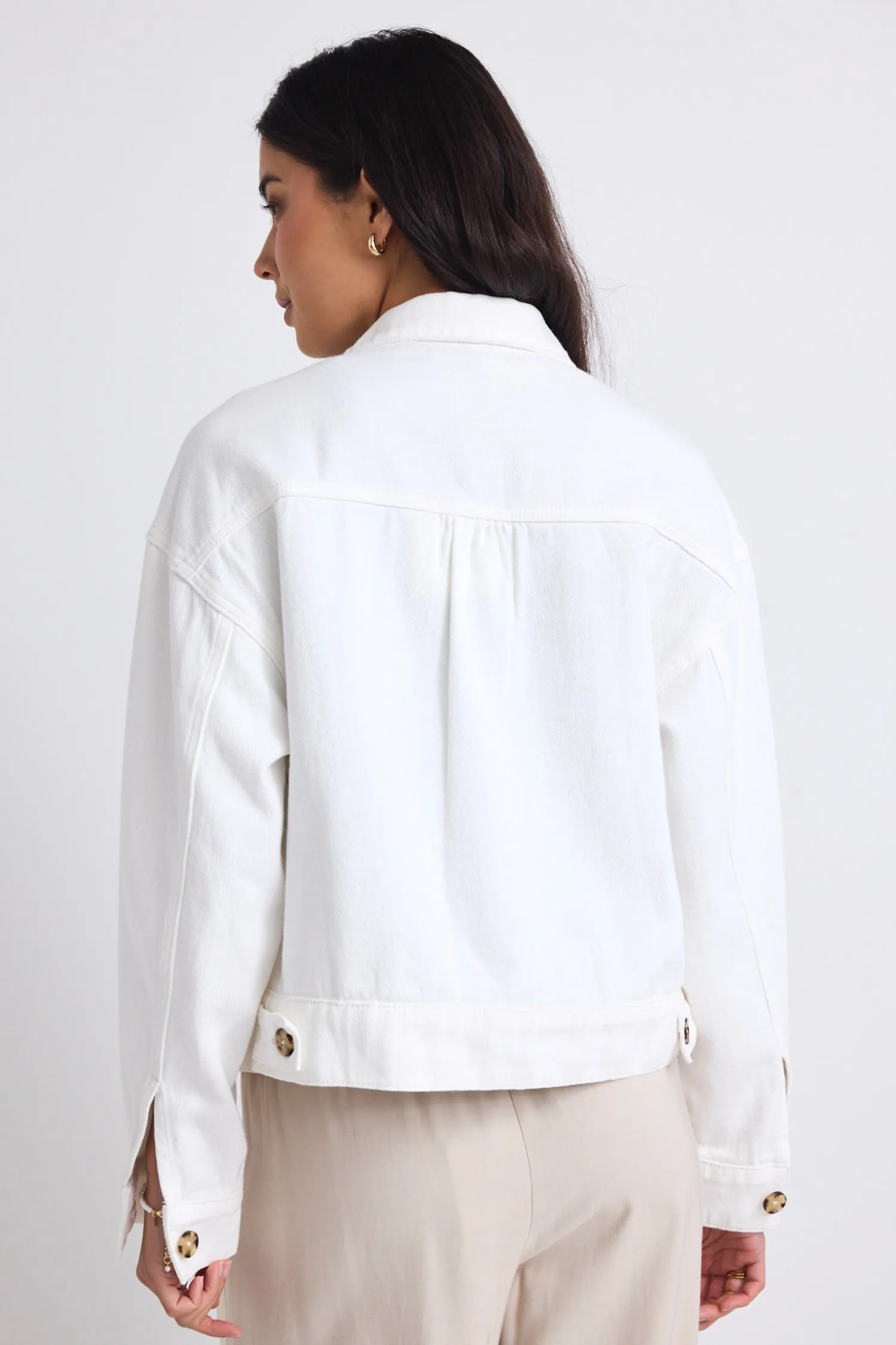 Havana Soft Ivory Drop Shoulder Denim Jacket