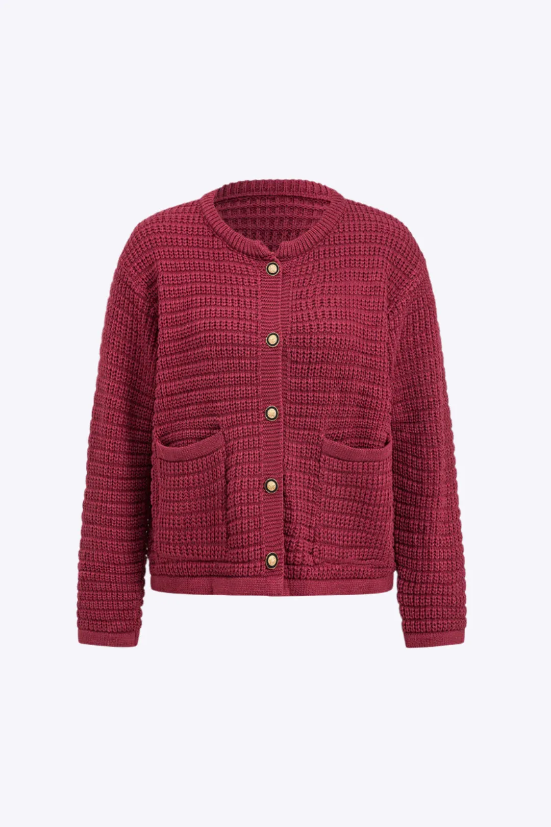 Hazel - Warm Buttoned Elegance Woman's Cardigan