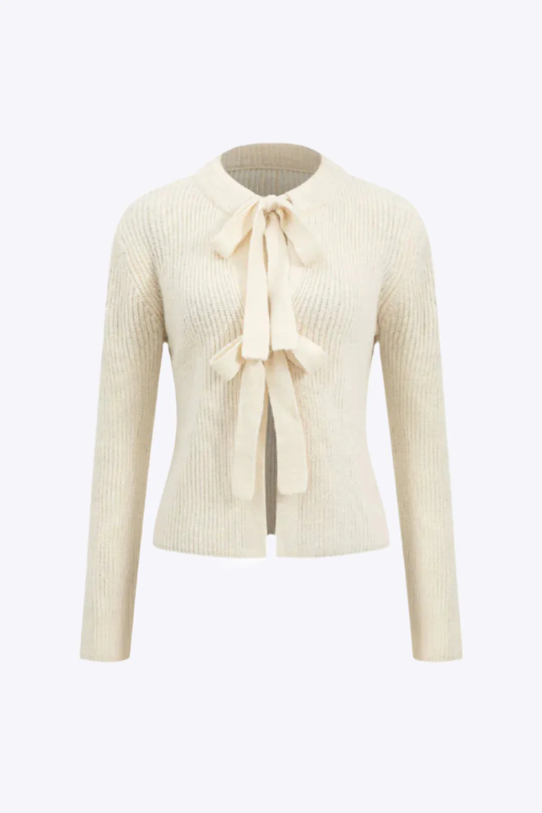 Heather - Solid Knit Tie-Up Woman's Cardigan